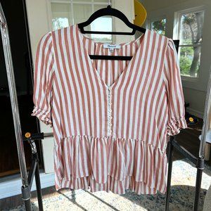 Madewell Courtyard Ruffle-Hem Top in Stripe